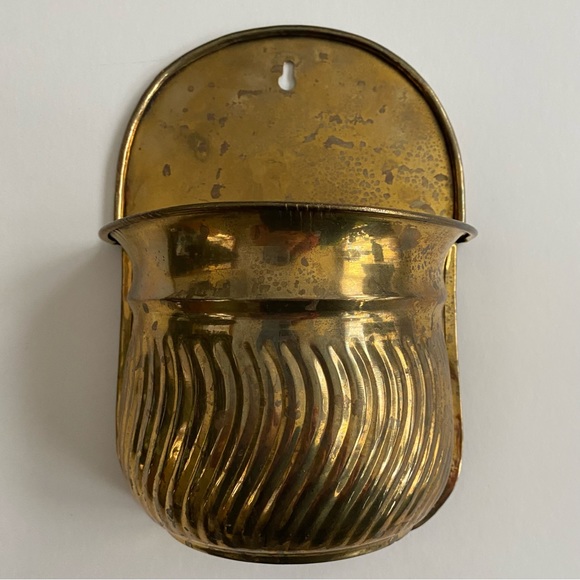Other - Vintage Brass Wall Hanging Planter -
MCM - Patina